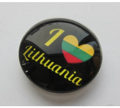 Stiklinis suvenyrinis magnetas "I love Lithuania"