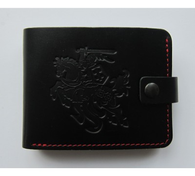 Lietuviška odinė piniginė su raudonu siūlu "Auris"